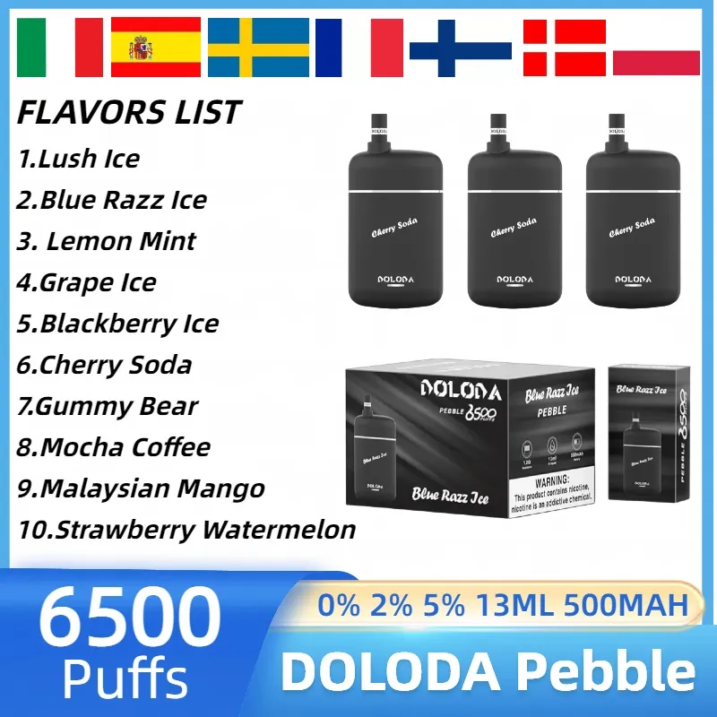 DOLODA Pebble 6500 Rookwolken 0% 2% 5% Nicotine Oplaadbare Wegwerp Vape Groothandel - GiveVape - 2