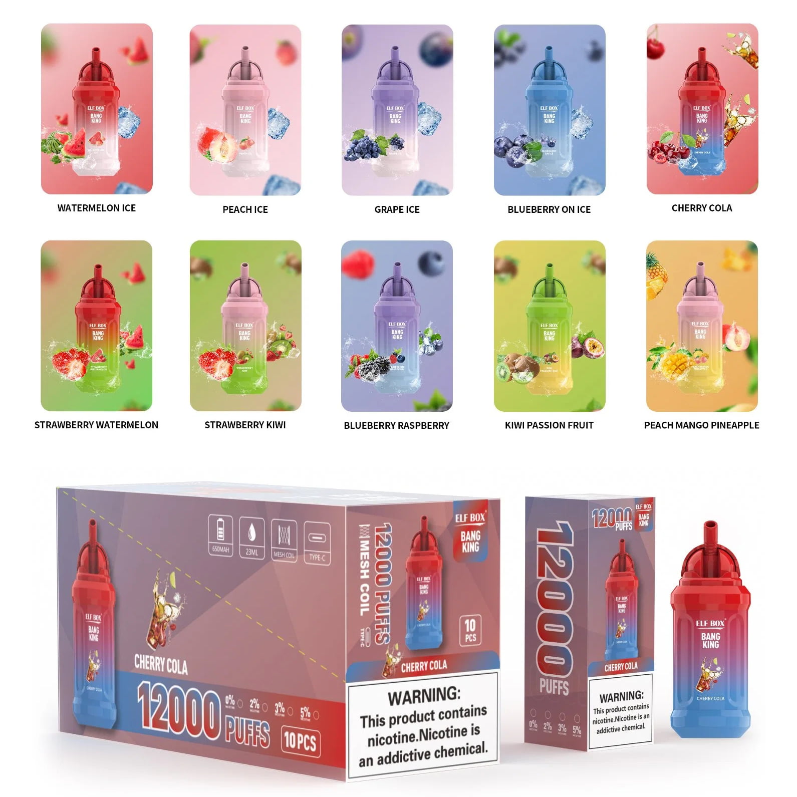 ELF BOX BK12000 Puff 0% 2% 3% 5% Никотиновая перезаряжаемая одноразовая вейп оптом - GiveVape - 5