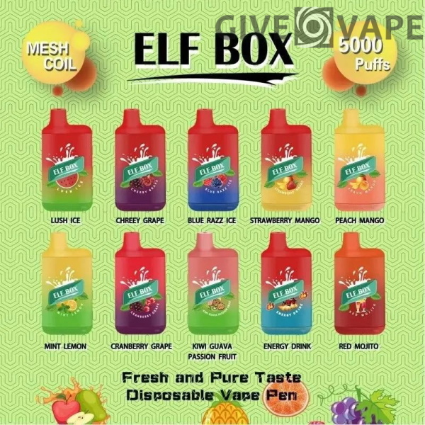 ELF BOX 5000 Rookwolken 0% 2% 3% 5% Nicotine Wegwerp Vape Authentieke E-sigarettenpen Groothandel - GiveVape - 1