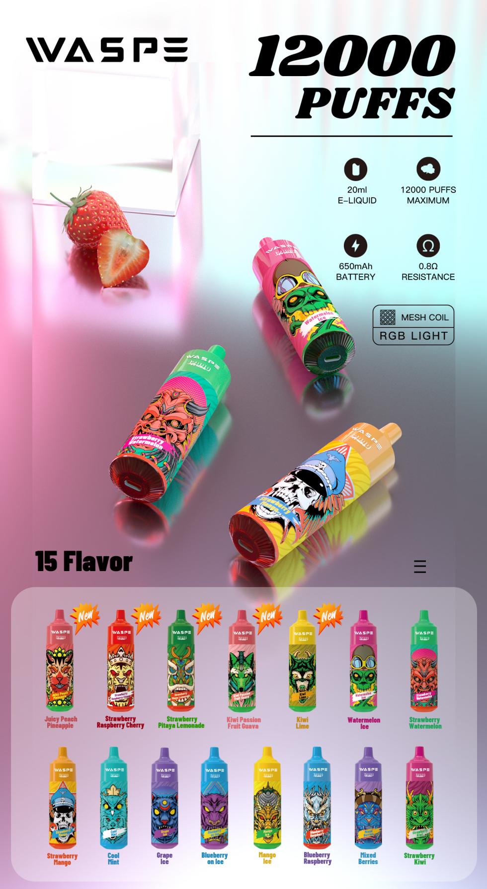 WASPE 12000 PUFFS 0% 2% 3% 5% Nikotin eldobható Vape nagykereskedés - GiveVape - 3