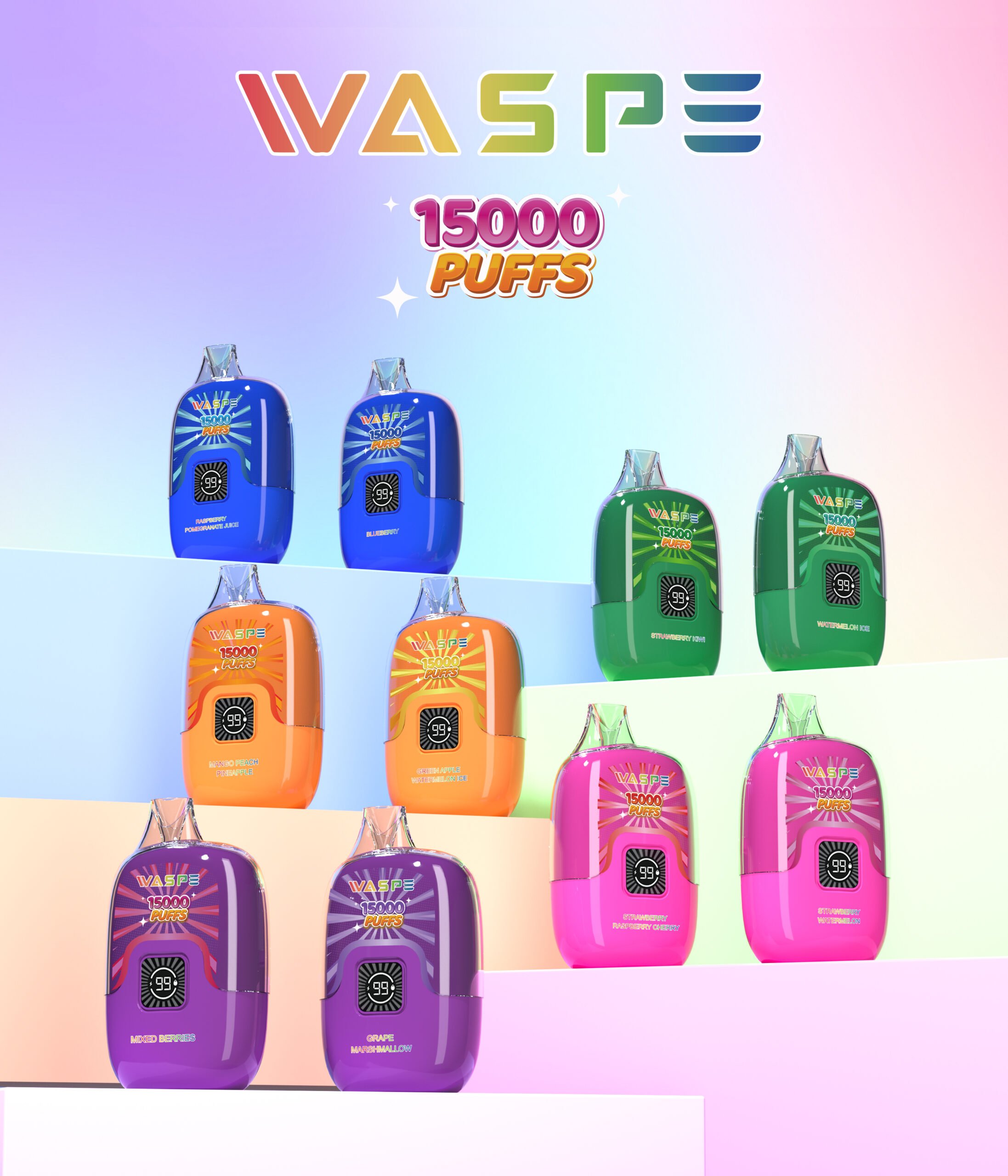 WASPE 15000 PUFFS digitális doboz 0% 2% 3% 5% Nikotin eldobható Vape nagykereskedés - GiveVape - 7