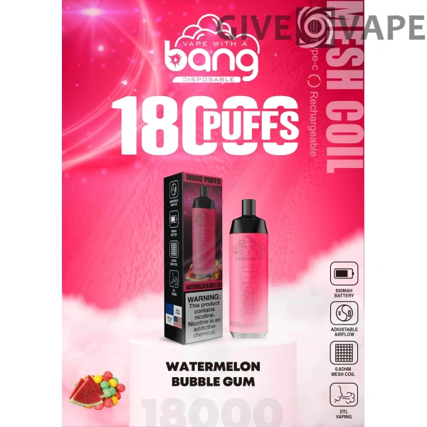 Bang Crown Bar 18000 Puffs 0% 2% 3% 5% Low Nicotine Rechargeable Disposable Vapes Pen Bulk Buy Wholesale - GiveVape - 14