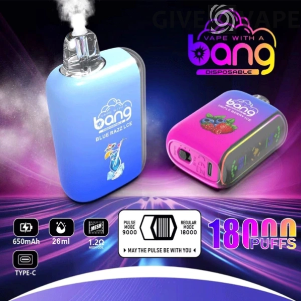 Bang 18000 Puffs Dual Mesh Digital Box 0% 2% 3% 5% Low Nicotine Rechargeable Disposable Vapes Pen Bulk Buy Wholesale - GiveVape - 1