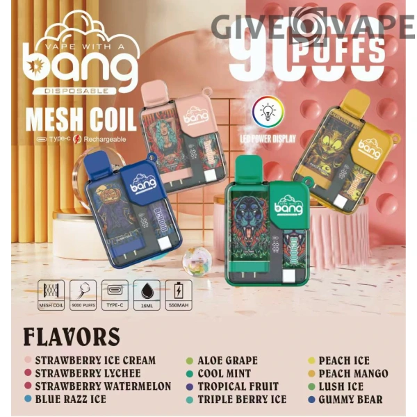Bang BC 9000 Puffs 0% 2% 3% 5% Low Nicotine Rechargeable Disposable Vapes Pen Bulk Buy Wholesale - GiveVape - 1