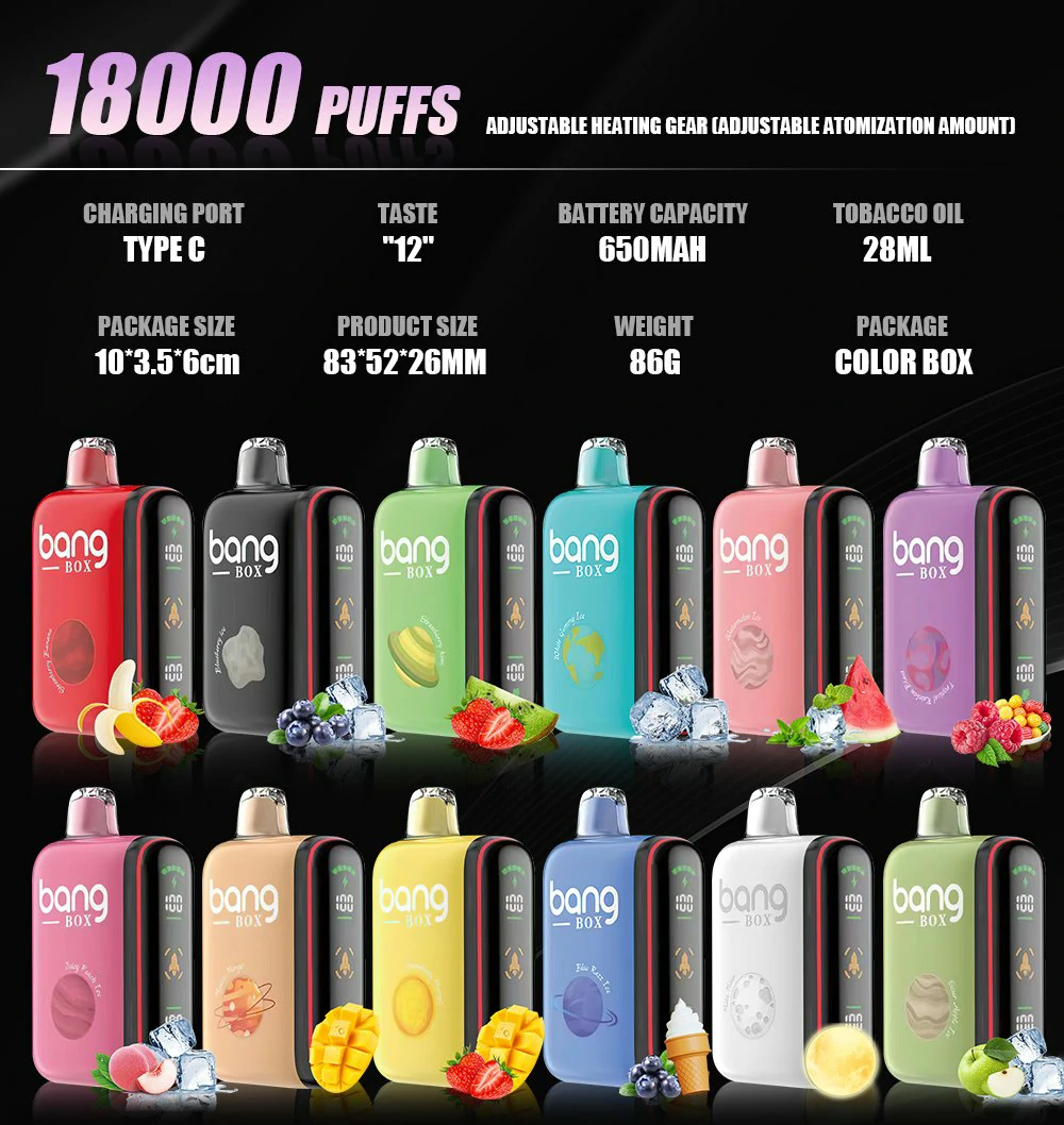 Bang Box Vape Rocket 18000 Puffs Écran d'affichage LED 0% 2% 3% 5% Nicotine en vrac Acheter des vapes jetables en gros