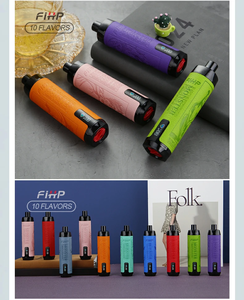 FIHP Shisha Hookah 12000 Puffs Monster Alacsony Nikotin Újratölthető Eldobható Vapes Pen Tömeges Vásárlás Nagyker