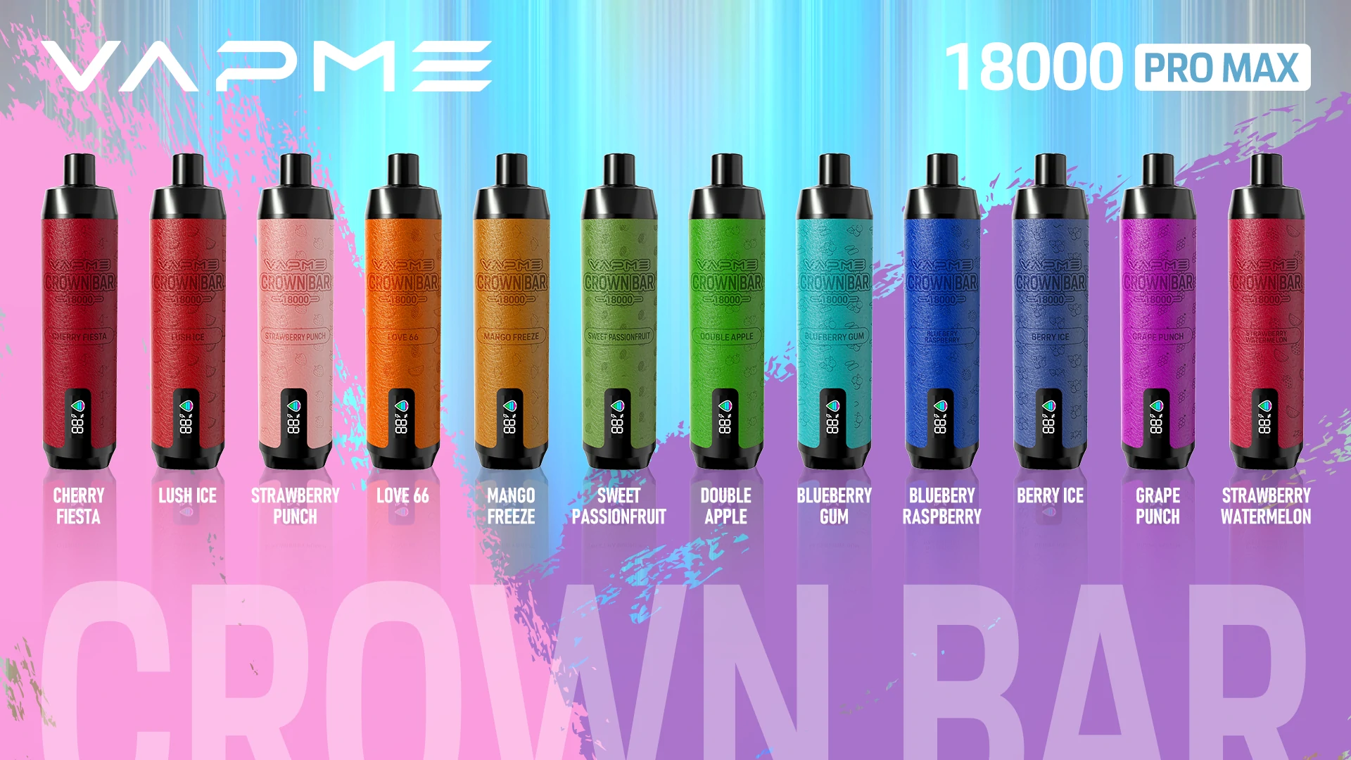 Vapme Crown Bar 18000 PRO MAX 2% 5% Nicotine 18000 bouffées de vapes jetables rechargeables en vrac acheter en gros