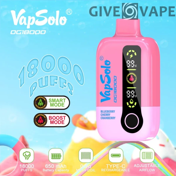 Vapsolo DG 18000 Puffs 2% 5% Low Nicotine Rechargeable Disposable Vapes Pen Bulk Buy Wholesale - GiveVape - 5