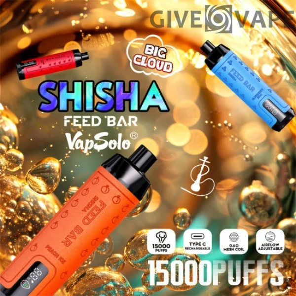 Vapsolo FEED BAR Shisha 15000 Puffs 0.5% Vapes desechables recargables con bajo contenido de nicotina Compra a granel - GiveVape - 1