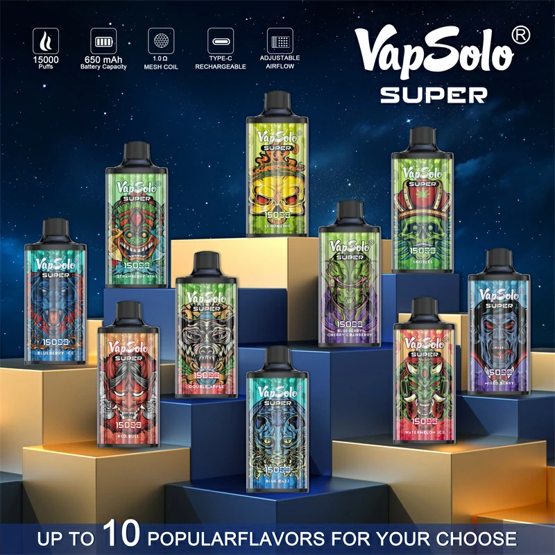 Vapsolo Super 15000 Puffs 2% 5% Baixo Volume de Nicotina Comprar Caneta Vapes Descartável Recarregável Atacado
