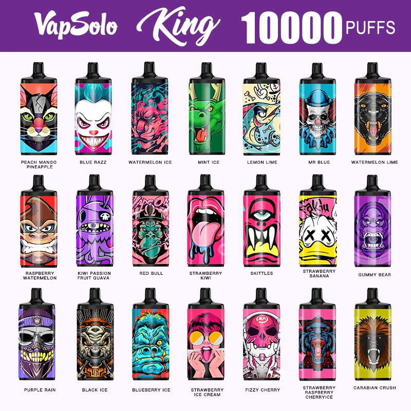 Vapsolo King 10000 Puffs 2% 5% Baixa Nicotina Recarregável Vapes Descartáveis ​​Pen Bulk Comprar Atacado