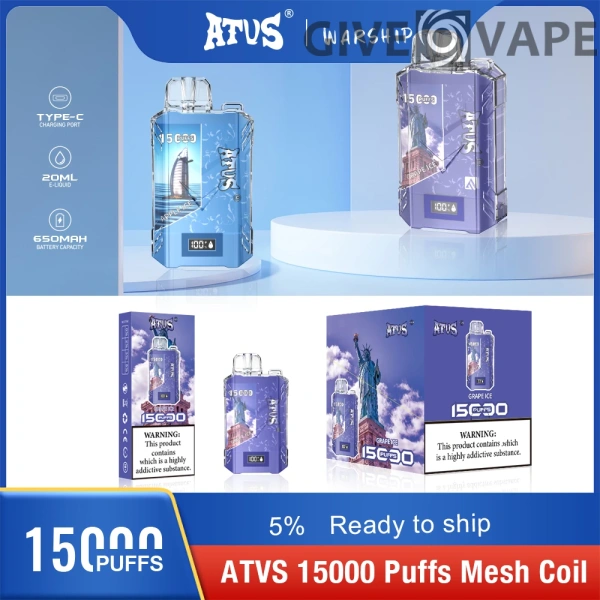 Atvs 15000 Puffs 5% Nízkonikotinové dobíjecí jednorázové vapes pero Hromadně Koupit velkoobchod – GiveVape – 12