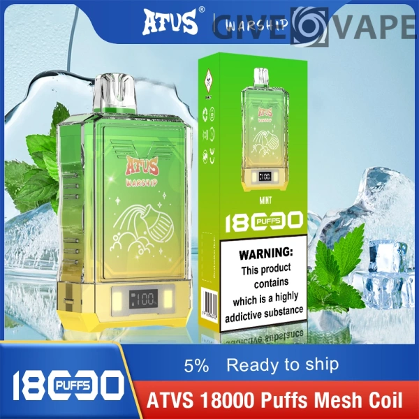 Penna per vaporizzatori usa e getta ricaricabile a basso contenuto di nicotina Atvs Warship 18000 Puffs 5% Acquista all'ingrosso - GiveVape - 5