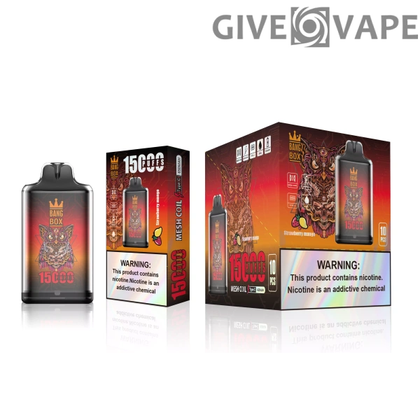 Bang Box S1 15000 Puffs 0% 2% 3% 5% Genopladelige engangsvapes med lav nikotinindhold Pen Bulk Køb Engros - GiveVape - 12