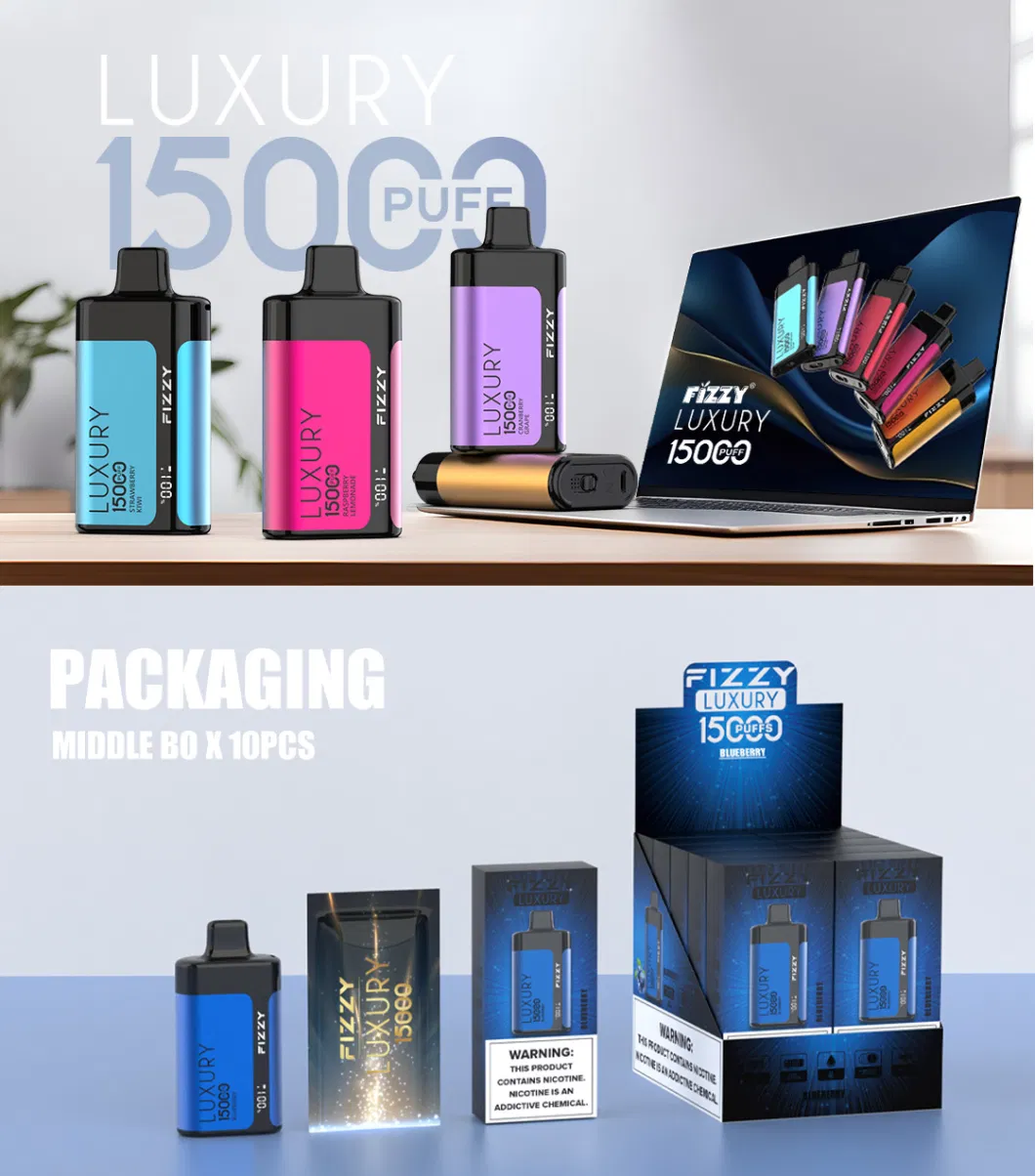 Fizzy Luxury 15000 Puff-uri 2% 5% Stilo vape reîncărcabil de unică folosință cu conținut scăzut de nicotină Cumpărați cu ridicata