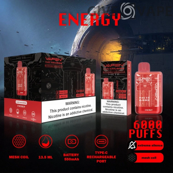 VAPEN Meta 6000 Puffs 2% 5% Alacsony nikotintartalmú Újratölthető Eldobható Vapes Pen Tömeges Vásárlás Nagyker - GiveVape - 8