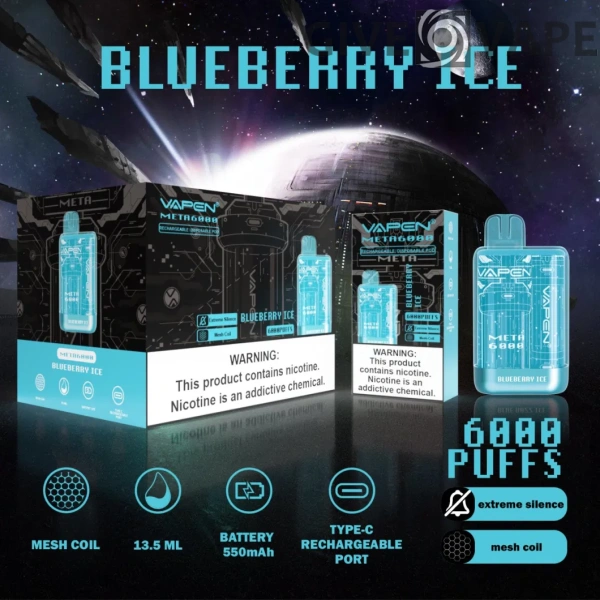 VAPEN Meta 6000 Puffs 2% 5% Alacsony nikotin tartalmú, újratölthető, eldobható Vapes Pen tömeges vásárlás Nagyker - GiveVape - 9