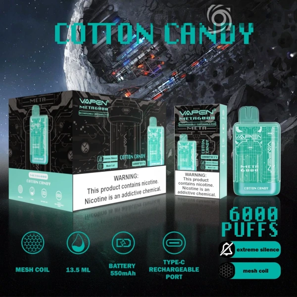 VAPEN Meta 6000 Puffs 2% 5% Alacsony nikotin tartalmú, újratölthető, eldobható Vapes Pen tömeges vásárlás Nagyker - GiveVape - 3