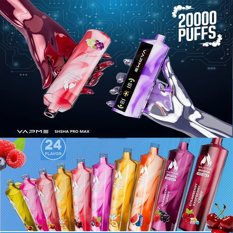 Vapme Shisha Pro Max 20000 bouffées 2% affichage LED à faible teneur en nicotine stylo vapes jetables rechargeables en vrac acheter en gros