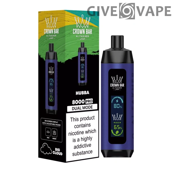 Al Fakher Crown Bar Big Cloud 8000 Pro Podwójny tryb Pełny ekran Niskonikotynowy akumulator Jednorazowy długopis Vapes Kup hurtowo - Magazyn europejski - GiveVape - 8