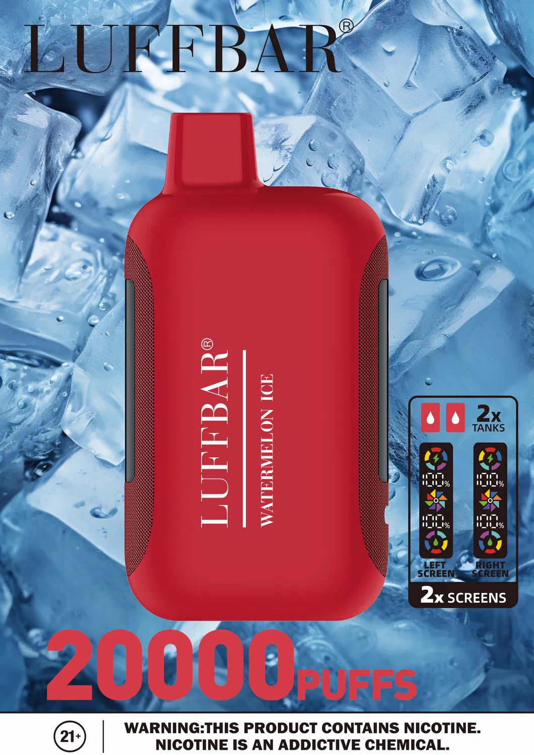 VASY LUFFBAR Dually 20000 Puffs Dual Digital Screen 50mg Alacsony nikotintartalmú újratölthető eldobható Vapes Pen Tömeges Vásárlás Nagyker