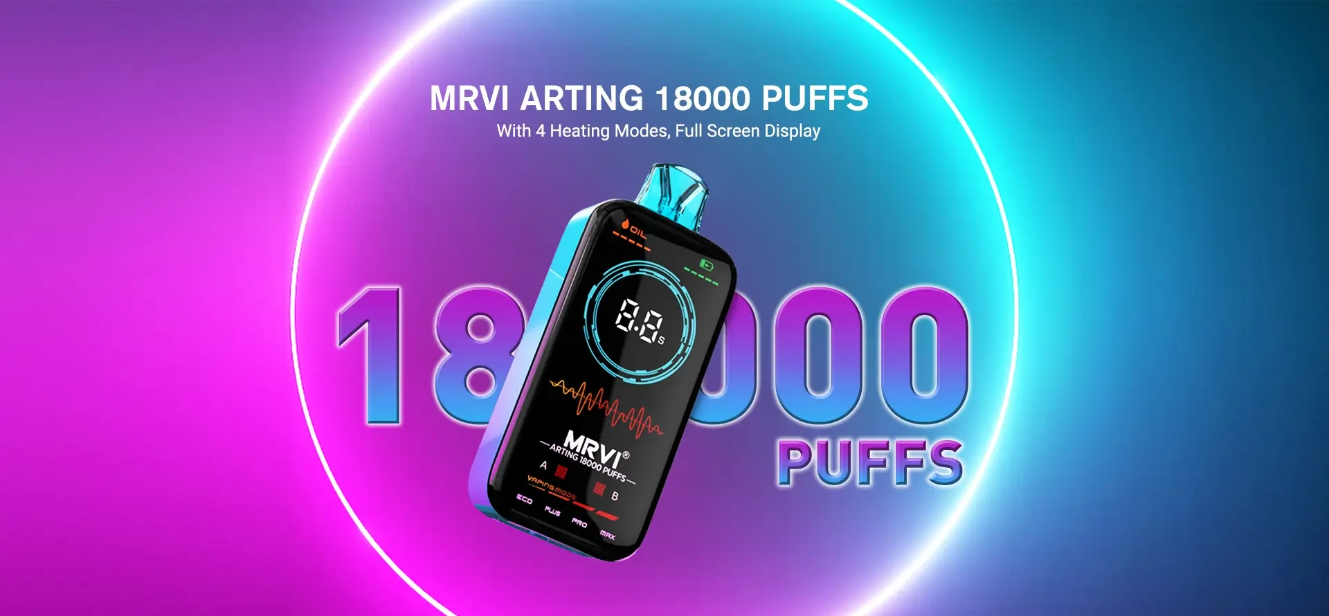 MRVI Arting 18000 Puffs Dual Mesh Affichage plein écran 2% 5% Stylo à vape jetable rechargeable à faible teneur en nicotine Acheter en gros