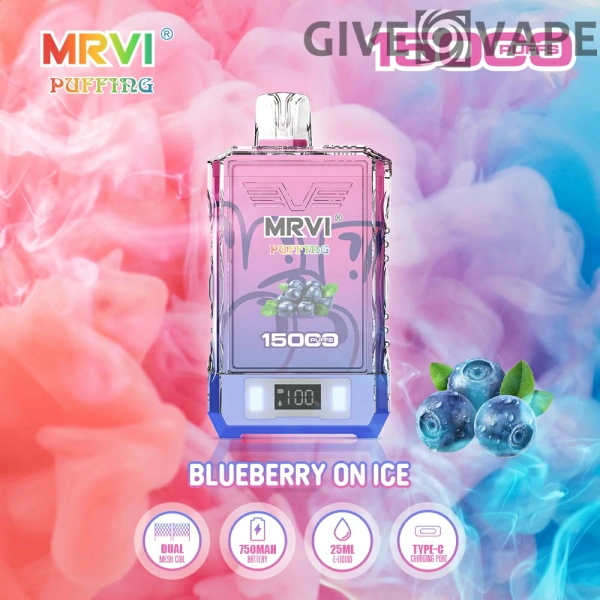 MRVI Puffing 15000 Puffs Écran numérique à double maille 2% 5% Stylo à vape jetable rechargeable à faible teneur en nicotine en vrac Acheter en gros - GiveVape - 2