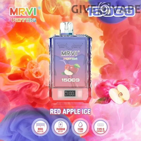 MRVI Puffing 15000 Puffs Écran numérique à double maille 2% 5% Stylo à vape jetable rechargeable à faible teneur en nicotine en vrac Acheter en gros - GiveVape - 6
