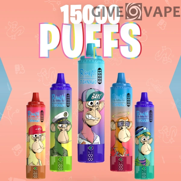 RahdM Tornado 15000 Puffs Display LED 2% Baixa Nicotina Recarregável Vapes Canetas Descartáveis ​​em Massa Compre no Atacado - GiveVape - 1