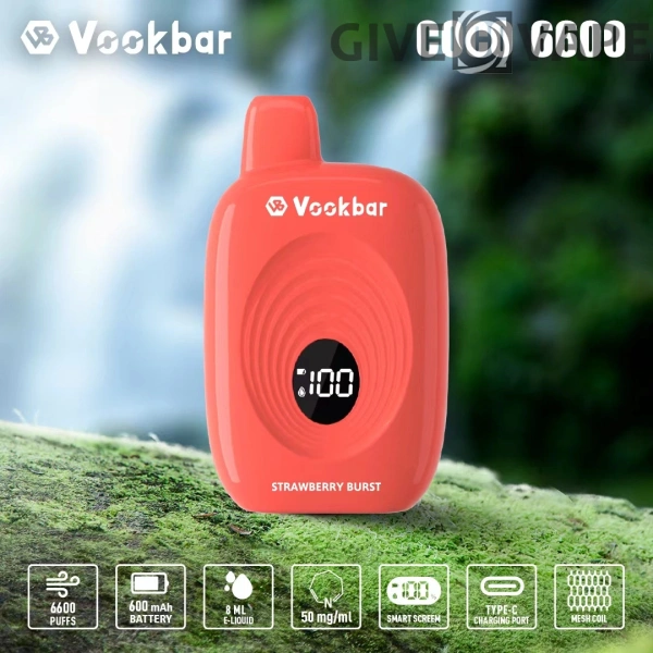 Vookbar Coco 6600 Puffs digitális intelligens képernyő 3% alacsony nikotintartalmú újratölthető eldobható Vapes toll tömeges vásárlás nagykereskedelmi - GiveVape - 4