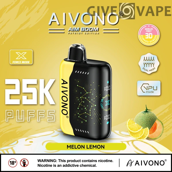 AIVONO AIM BOOM 25000 Puffs Dual Mesh Digital Screen 0% 2% 3% 5% Low Nicotine Rechargeable Disposable Vapes Pen Bulk Buy Wholesale - GiveVape - 5