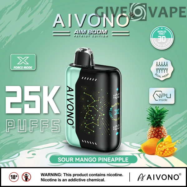 AIVONO AIM BOOM 25000 Puffs Dual Mesh Digital Screen 0% 2% 3% 5% Low Nicotine Rechargeable Disposable Vapes Pen Bulk Buy Wholesale - GiveVape - 7