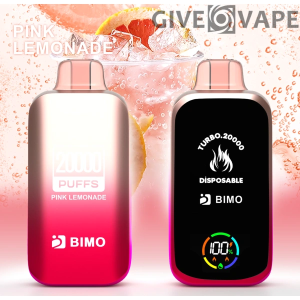 BIMO Turbo 20000 Puffs fuld skærm 0% 2% 5% Genopladelige engangsvapes med lav nikotinindhold Pen Bulk Køb Engros - GiveVape - 4