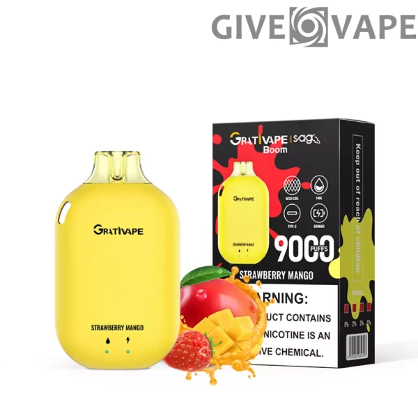 Grativape Boom 9000 Puffs 0% 2% 3% 5% Low Nicotine Rechargeable Disposable Vapes Pen Bulk Buy Wholesale - GiveVape - 11
