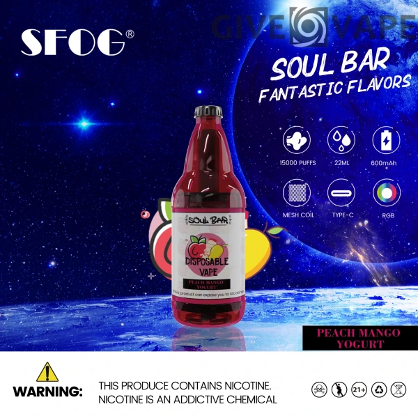 SFOG SOUL BAR 15000 Puffs RGB 5% Låg Nikotin Uppladdningsbara Disponibla Vapes Penna Bulk Köp Partihandel - GiveVape - 14