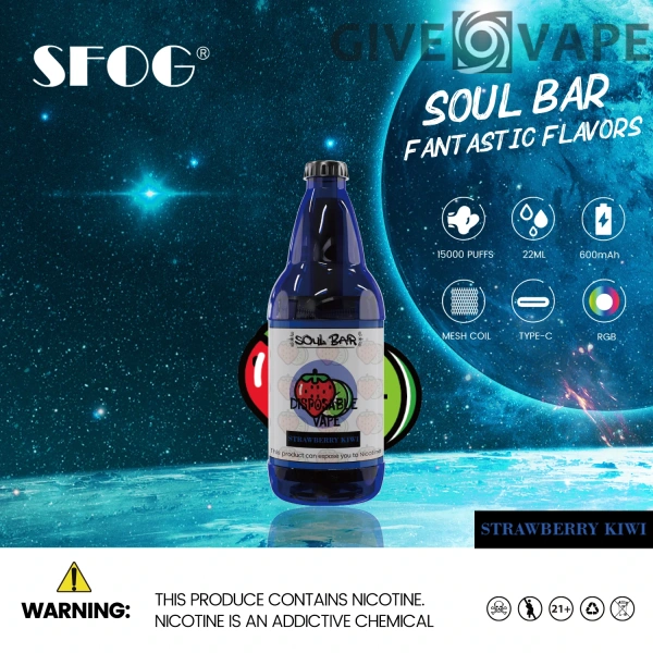 SFOG SOUL BAR 15000 Puffs RGB 5% Låg Nikotin Uppladdningsbara Disponibla Vapes Penna Bulk Köp Partihandel - GiveVape - 3