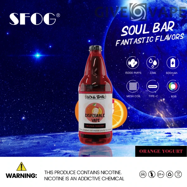 SFOG SOUL BAR 15000 Puffs RGB 5% Låg Nikotin Uppladdningsbara Disponibla Vapes Penna Bulk Köp Partihandel - GiveVape - 4