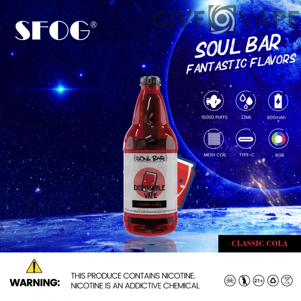 SFOG SOUL BAR 15000 Puffs RGB 5% Låg Nikotin Uppladdningsbara Disponibla Vapes Penna Bulk Köp Partihandel - GiveVape - 6