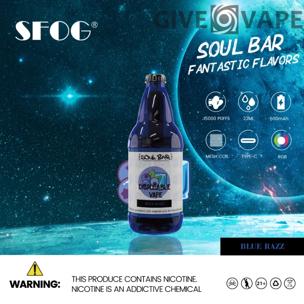 SFOG SOUL BAR 15000 Puffs RGB 5% Låg Nikotin Uppladdningsbara Disponibla Vapes Penna Bulk Köp Partihandel - GiveVape - 8