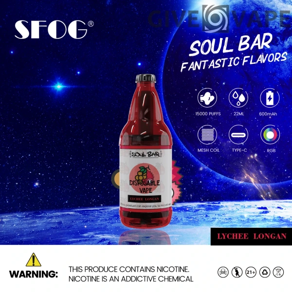 SFOG SOUL BAR 15000 Puffs RGB 5% Låg Nikotin Uppladdningsbara Disponibla Vapes Penna Bulk Köp Partihandel - GiveVape - 9