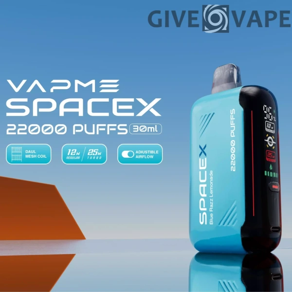 VAPME Spacex 22000 Puffs Digitális Képernyő 0% 2% 3% 5% Alacsony nikotintartalmú Újratölthető Eldobható Vapes Pen Tömeges Vásárlás Nagyker - GiveVape - 1