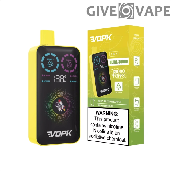 VOPK ULTRA 30000 Puffs Double Flavour Dual Mesh Digital Screen 2% Low Nicotine Rechargeable Disposable Vapes Pen Bulk Buy Wholesale - GiveVape - 5